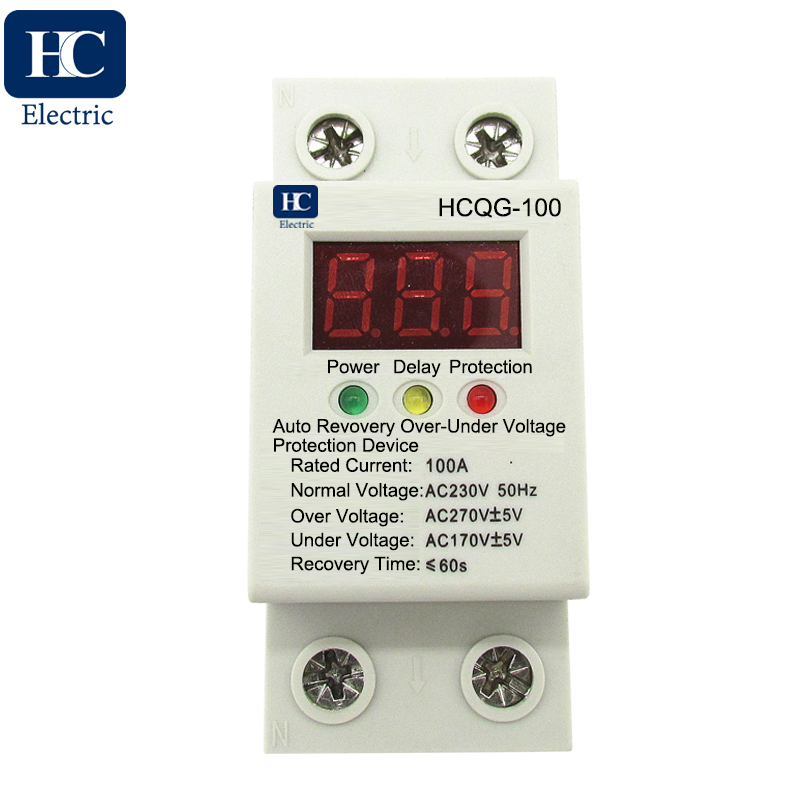 230V auto recovery over and under voltage protection device with automatic reconnect protective relay with voltmeter showing real time voltage