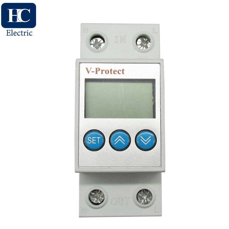 Adjustable 230V auto recovery over and under voltage protection device with automatic reconnect protective relay protector
