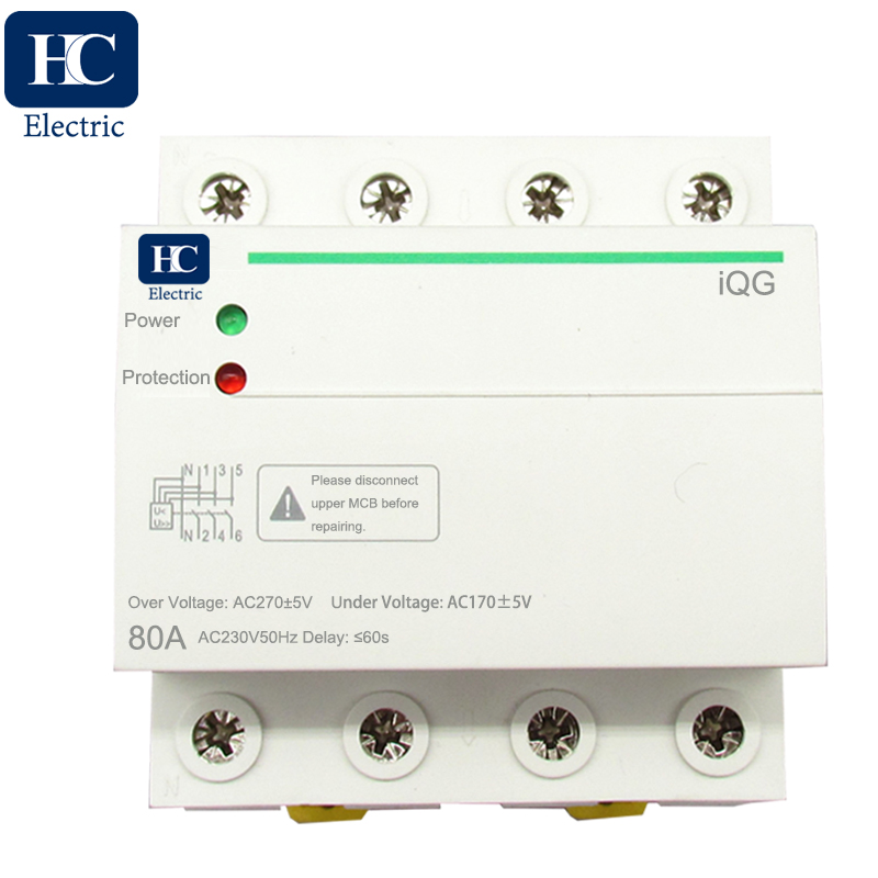 230V auto recovery over and under voltage protection device with automatic protective relay preventing disconnection of null line