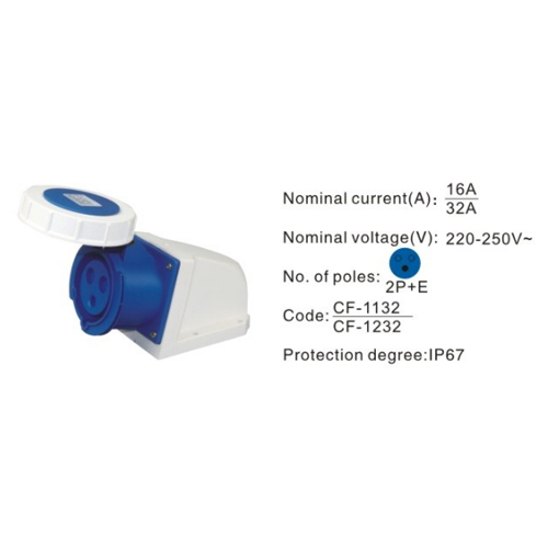 1232, Industrial Plugs and Sockets, 32A, 3 Pin, 2P+E, IP67, 220V-250V