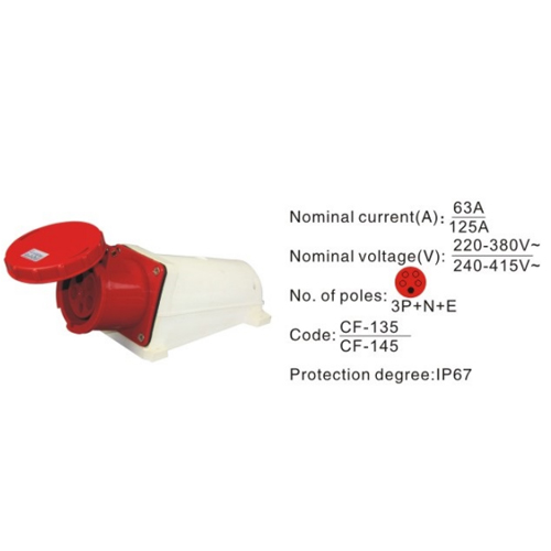 145, Industrial Plugs and Sockets, 125A, 5 Pin, 3P+N+E, IP67, 240V-415V