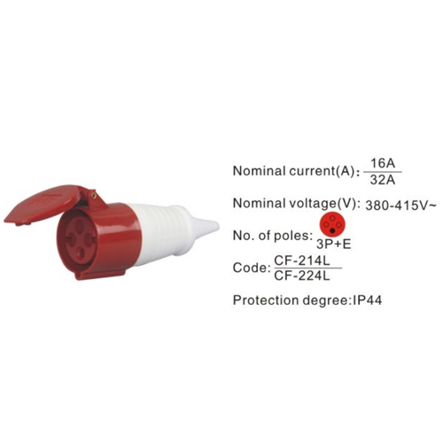 224L, Industrial Plugs and Sockets, 32A, 4 Pin, 3P+E, IP44, 380V-415V 