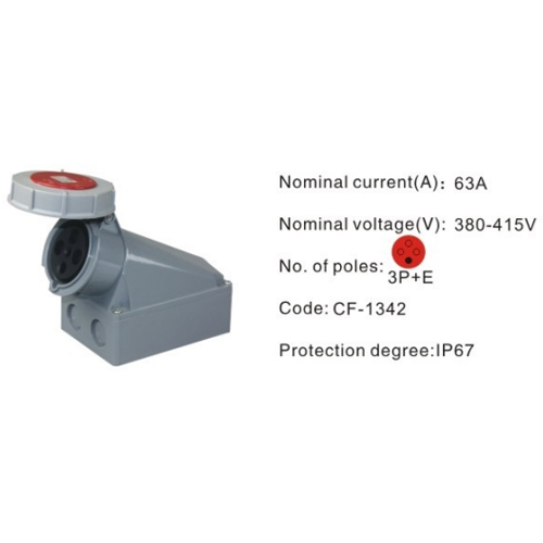 1342, Industrial Plugs and Sockets, 63A, 4 Pin, 3P+E, IP67, 380V-415V