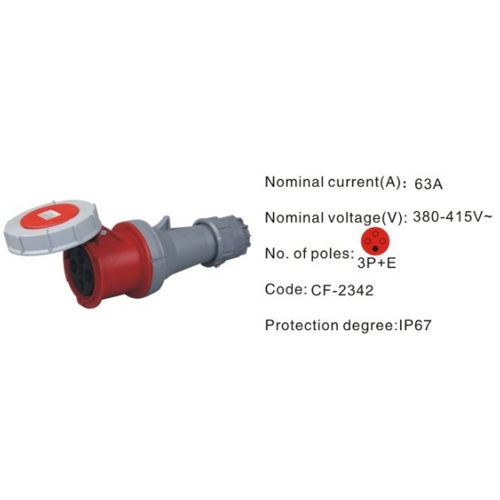 2342, Industrial Plugs and Sockets, 63A, 4 Pin, 3P+E, IP67, 380V-415V